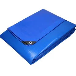 Abdeckplane Gewebeplane mit Ösen 1,5x6 m 180g/m² in Blau aus PE