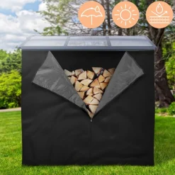 Abdeckung für Kaminholzregal wasserabweisend 240x165 cm Schwarz aus Polyester ML-Design