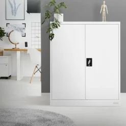 Aktenschrank abschließbar 90x40x109 cm Weiß aus Stahl ML-Design