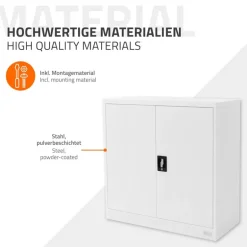 Aktenschrank abschließbar 90x40x90 cm Weiß aus Stahl ML-Design