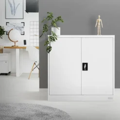 Aktenschrank abschließbar 90x40x90 cm Weiß aus Stahl ML-Design