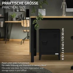 Aktenschrank Büroschrank Industrial 40x30x57,5 cm Schwarz aus Stahl ML-Design
