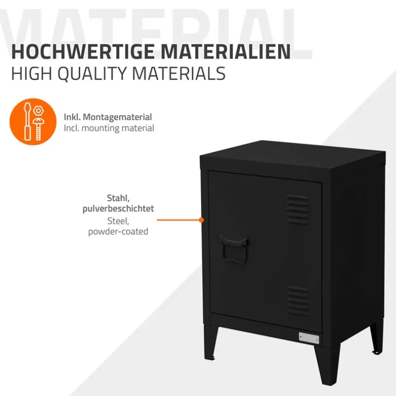 Aktenschrank Büroschrank Industrial 40x30x57,5 cm Schwarz aus Stahl ML-Design
