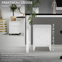 Aktenschrank Büroschrank Industrial 40x30x57,5 cm Weiß aus Stahl ML-Design
