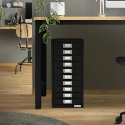 Aktenschrank mit 10 Schubladen 28x38x60 cm Schwarz aus Metall ML-Design