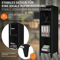 Aktenschrank Spindschrank 1-türig 38x38x137,5 cm Schwarz aus Stahl ML-Design