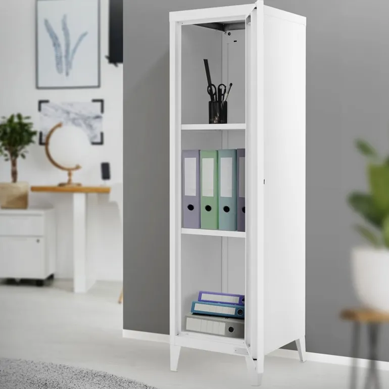 Aktenschrank Spindschrank 1-türig 38x38x137,5 cm Weiß aus Stahl ML-Design