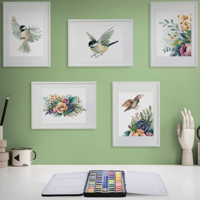 Aquarellfarbkasten mit 48 Farben inklusive Pinsel und Papier Malkasten Set