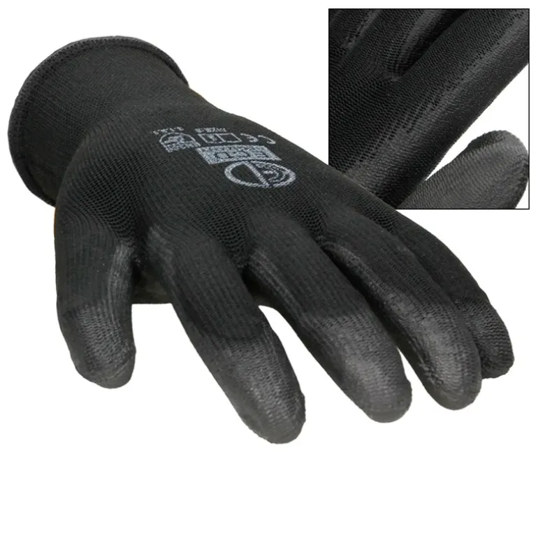 Arbeitshandschuhe 1 Paar mit PU-Beschichtung Schwarz Größe XL