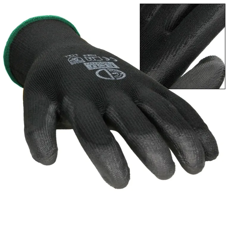Arbeitshandschuhe 12 Paar mit PU-Beschichtung Schwarz Größe XXL