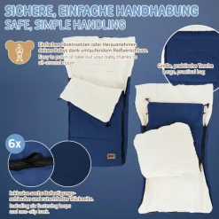 Babyfußsack 94x48x10 cm Blau aus Polyester Joyz