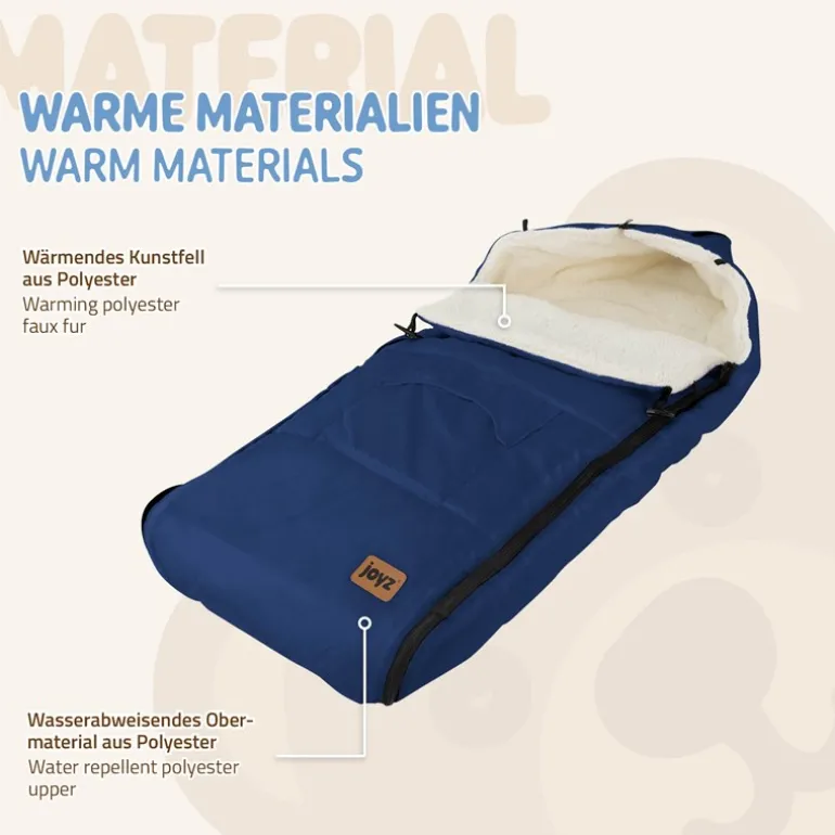 Babyfußsack 94x48x10 cm Blau aus Polyester Joyz