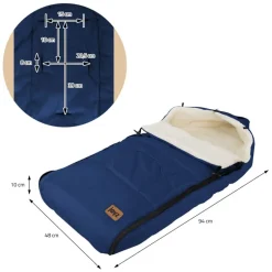 Babyfußsack 94x48x10 cm Blau aus Polyester Joyz