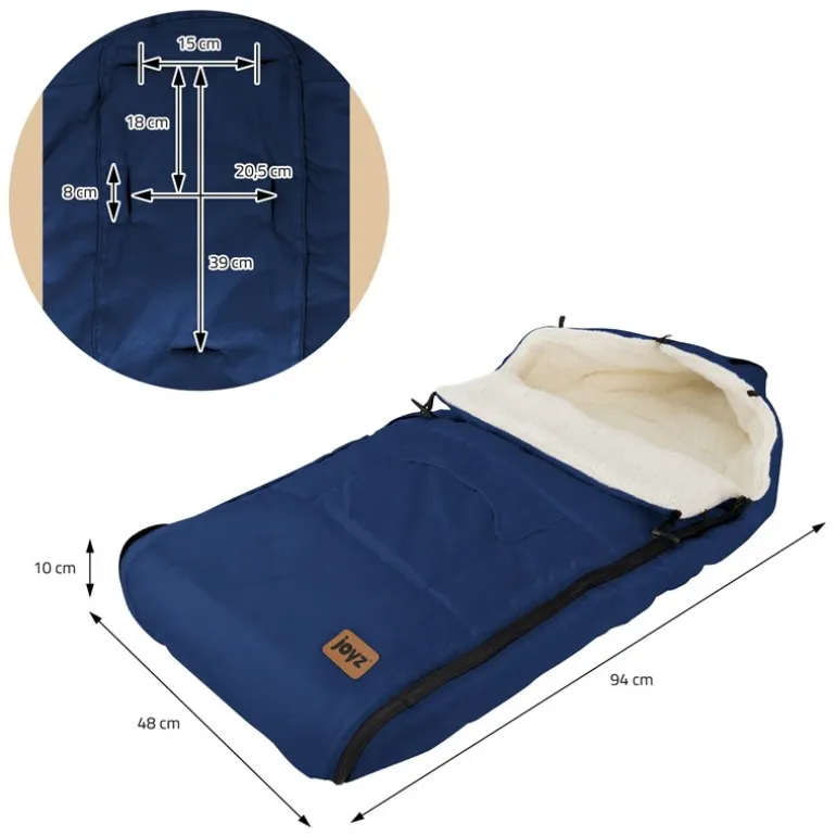 Babyfußsack 94x48x10 cm Blau aus Polyester Joyz
