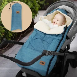 Babyfußsack 94x48x10 cm Jeans-Blau aus Polyester Joyz