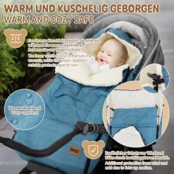 Babyfußsack 94x48x10 cm Jeans-Blau aus Polyester Joyz