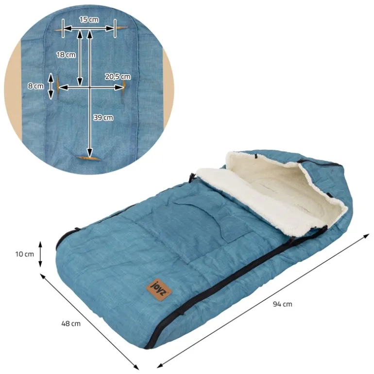 Babyfußsack 94x48x10 cm Jeans-Blau aus Polyester Joyz