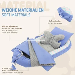 Babynest Set 5 Tlg. 90x50 cm Walmuster aus Baumwolle Joyz
