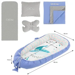 Babynest Set 5 Tlg. 90x50 cm Walmuster aus Baumwolle Joyz