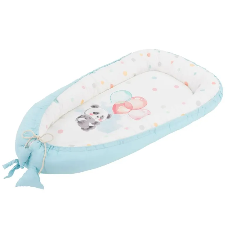 Babynest wendbarer Bezug 90x50 cm Hellblau aus Baumwolle Joyz