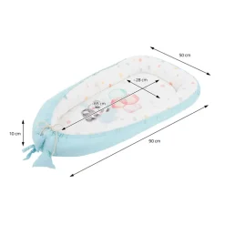 Babynest wendbarer Bezug 90x50 cm Hellblau aus Baumwolle Joyz