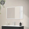 Badezimmer LED-Spiegel eckig mit Touchschalter 90x60 cm Weiß aus Glas ML-Design