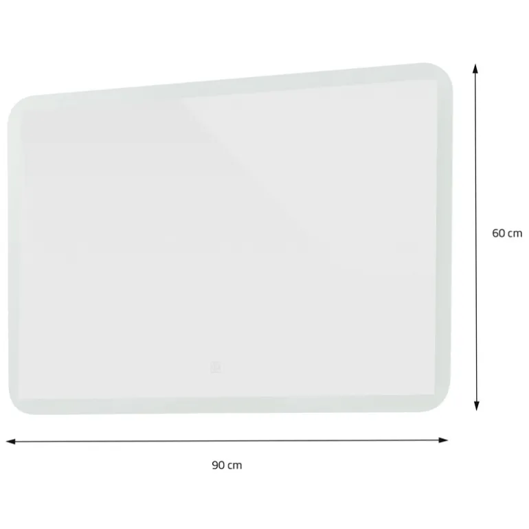 Badezimmer LED-Spiegel eckig mit Touchschalter 90x60 cm Weiß aus Glas ML-Design