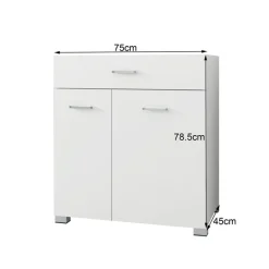 Badezimmerschrank Badschrank mit Wäschekorb 75x37x90 cm in Weiß ML-Design