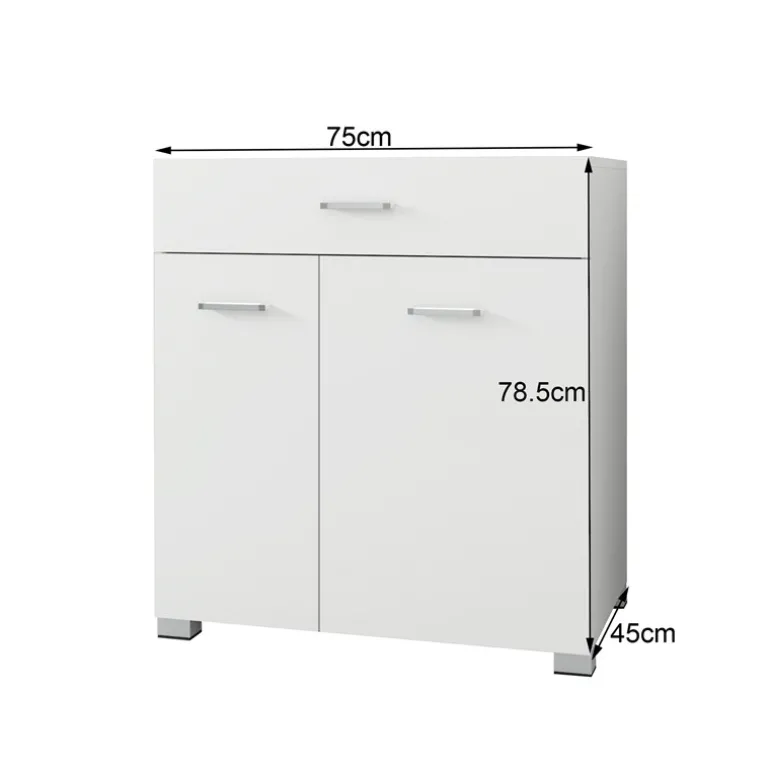 Badezimmerschrank Badschrank mit Wäschekorb 75x37x90 cm in Weiß ML-Design