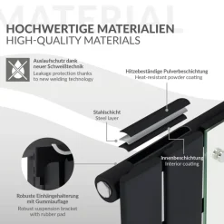 Badheizkörper Einlagig inkl. Spiegel 1200x450 mm Schwarz matt mit Mittelanschluss LuxeBath