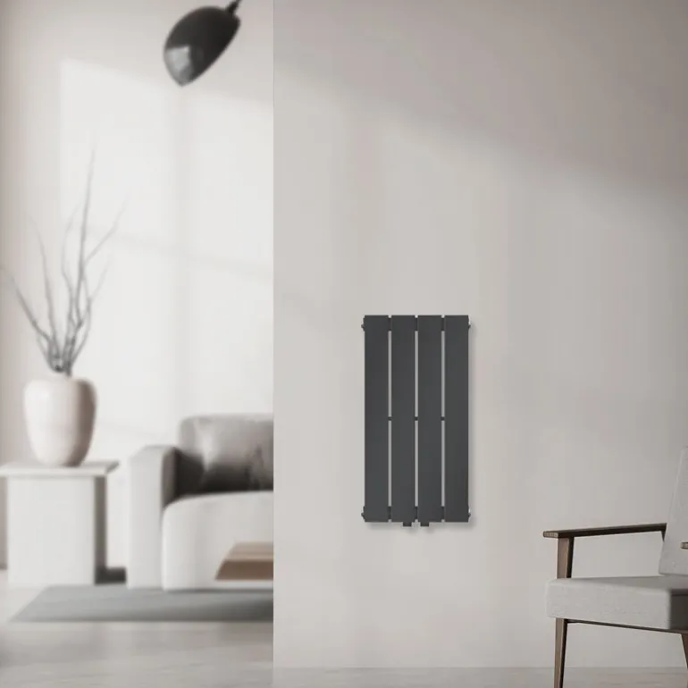 Badheizkörper Einlagig Vertikal 600x300 mm Anthrazit mit Mittelanschluss LuxeBath