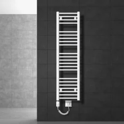 Badheizkörper Elektrisch mit Heizstab 1200W 300x1400 mm Weiß gerade mit Seitenanschluss
