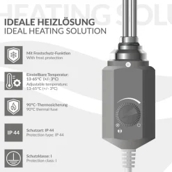 Badheizkörper Elektrisch mit Heizstab 1200W 600x1200 mm Anthrazit gerade mit Seitenanschluss