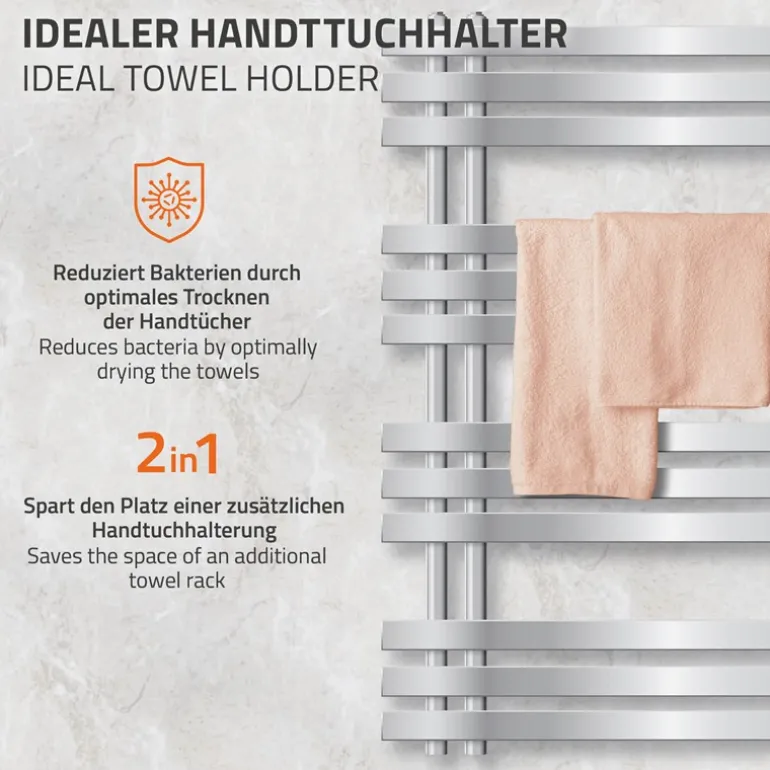 Badheizkörper Elektrisch mit Heizstab 300W 500x1000 mm Chrome
