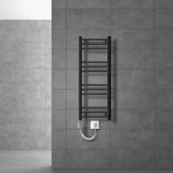 Badheizkörper Elektrisch mit Heizstab 300W 300x800 mm Anthrazit gerade mit Seitenanschluss