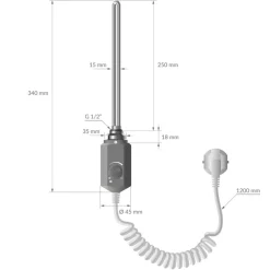 Badheizkörper Elektrisch mit Heizstab 300W 500x800 mm Anthrazit gerade mit Seitenanschluss