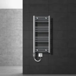 Badheizkörper Elektrisch mit Heizstab 300W 400x800 mm Chrom gerade mit Seitenanschluss