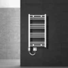 Badheizkörper Elektrisch mit Heizstab 300W 500x800 mm Weiß gebogen mit Seitenanschluss