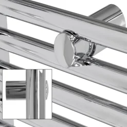 Badheizkörper Elektrisch mit Heizstab 600W 400x800 mm Chrome gebogen mit Seitenanschluss LuxeBath