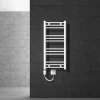 Badheizkörper Elektrisch mit Heizstab 600W 400x800 mm Weiß gebogen mit Seitenanschluss