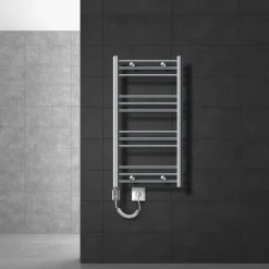Badheizkörper Elektrisch mit Heizstab 600W 500x800 mm Chrome gerade mit Seitenanschluss