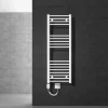 Badheizkörper Elektrisch mit Heizstab 900W 400x1200 mm Weiß gebogen mit Seitenanschluss