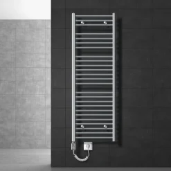 Badheizkörper Elektrisch mit Heizstab 900W 500x1500 mm Chrome gebogen mit Seitenanschluss