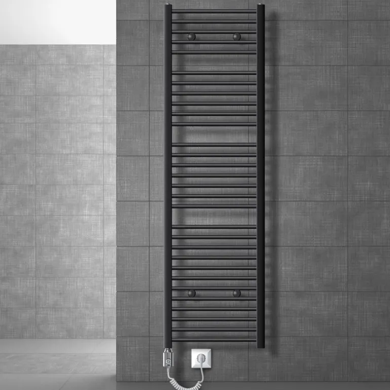 Badheizkörper Elektrisch mit Heizstab 900W 500x1800 mm Anthrazit gebogen mit Seitenanschluss