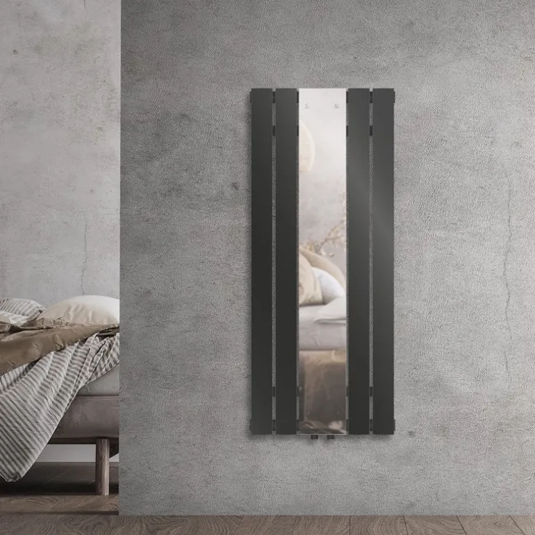 Badheizkörper Flach mit Spiegel 1200x450 mm Anthrazit ML-Design