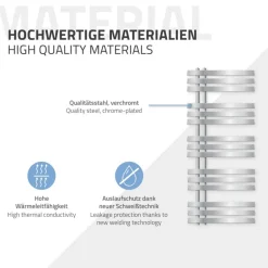 Badheizkörper Iron EM mit Heizstab 1200W 500x1200 mm Chrome