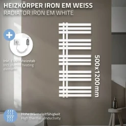 Badheizkörper Iron EM mit Heizstab 1200W 500x1200 mm Weiß
