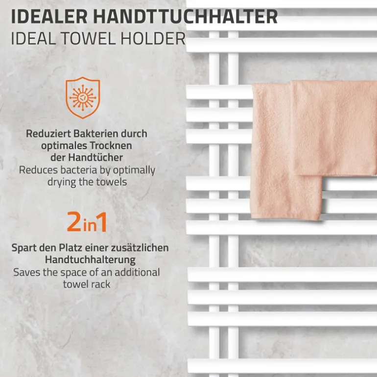 Badheizkörper Iron EM mit Heizstab 1200W 500x1600 mm Weiß