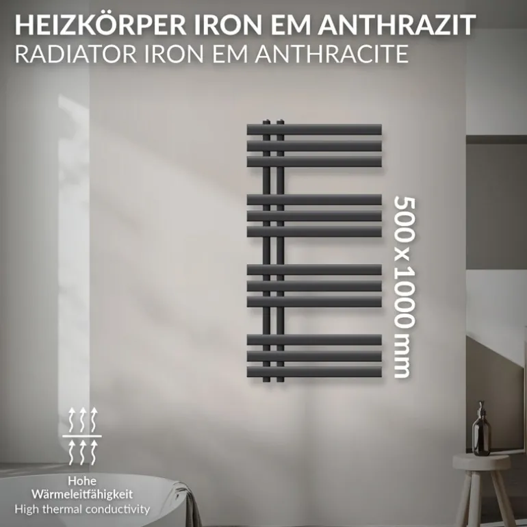 Badheizkörper Iron EM 500x1000 mm Anthrazit