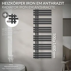 Badheizkörper Iron EM 500x1400 mm Anthrazit
